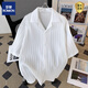 羅蒙（ROMON）古巴領(lǐng)短袖襯衫男夏季韓版輕熟風(fēng)垂感痞帥上衣潮流設計感休閑襯衣 白色 M