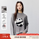 茵曼（INMAN）熊貓提花慵懶風(fēng)毛衣女2025春秋寬松舒適百搭保暖針織上衣 淺灰色 M