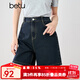 百圖betu女裝2025夏季新款牛仔褲夏日多色環(huán)保水洗牛仔短褲女2503T77 深牛仔藍 L