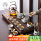 尚言坊帶上水茶盤(pán)茶具套裝家用一體燒水壺客廳辦公室會(huì )客電陶爐現代 W【萬(wàn)川帶上水】繁花手抓壺套裝