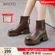 百思圖2025冬季商場(chǎng)新款時(shí)尚通勤粗跟美拉德棕色女短靴BV316DD5 棕色 38