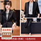 戈賽亞春秋冬季裝新款職業(yè)裝女裝套裝修身長(cháng)袖小西裝韓版西服外套工作服 黑色西裝+褲+襯衫 2XL