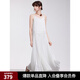 ELLE法式白色風(fēng)琴褶吊帶長(cháng)裙女2025春季新款優(yōu)雅海邊度假連衣裙 白色 L