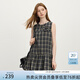 范思藍恩格子立體花苞連衣裙女夏2025新款小個(gè)子無(wú)袖a字短裙2393 黑米格 S