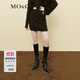MO&Co.半身裙綿羊毛山羊絨復古菱格絞花高腰針織短裙摩安珂 自然褐色 S 160