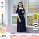 兩三事梵高文藝 梵花遺夢(mèng) 2025夏季新款印花布拼接撞色翻領(lǐng)連衣裙 黑色  L