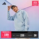 adidas情侶加絨加厚寬松連帽長(zhǎng)袖套頭衛(wèi)衣男女秋冬阿迪達(dá)斯輕運(yùn)動(dòng) 藍(lán)色/黑色   L