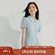 茵曼（INMAN）【苧麻】法式娃娃領(lǐng)連衣裙女裝2025夏季新品泡泡袖裙子 淺藍(lán)色 S