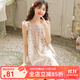 眠島夏季無(wú)袖睡裙女甜美碎花吊帶純棉紗布薄款可外穿家居裙子 碎花 L （158-168cm 130斤以?xún)龋? title=