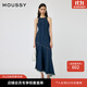 moussy 新品美式復古風(fēng)解構袖牛仔連衣裙女010HA611-3631 110藍色 S