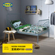 宜家（IKEA）MINNEN米隆兒童鐵藝床伸縮加長(cháng)公主床可伸縮公主床家用 加長(cháng)床框架帶床板藍灰色 80x200cm