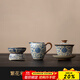 兮元記青花汝窯三才蓋碗茶杯單個(gè)高檔家用國風(fēng)功夫泡茶碗三件套茶具套裝 繁花納香蓋碗茶漏公道杯三件套