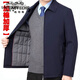 老爺車(chē)秋冬中老年翻領(lǐng)夾克男寬松休閑外套冬天加厚棉衣男士保暖棉服上衣 藏青色-拉鏈款【 加棉加厚】 2XL 180_【135-150斤】