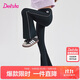笛莎童裝女童長(cháng)褲2025秋季中大童女孩洋氣休閑微喇褲 黑色 160