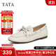 他她（TATA）真皮復古豆豆鞋女鞋一腳蹬棕色休閑單鞋春季新款7QC20AA5 米白 39