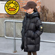 G.duck小黃鴨童裝女童羽絨服中長(cháng)款兒童加厚保暖冬季外套洋氣百搭羽絨衣 黑色 120 cm