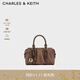 CHARLES&KEITH25冬新品復古絨面小方包波士頓包CK2-30671820-1 Mocha Brown摩卡棕 S