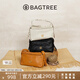 BAGTREE【明星同款】包包樹(shù)奶盒包植鞣皮單肩斜挎腋下通勤Hobo枕頭女士包 檀黑色-小號【雙磁吸款】 高級小眾