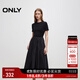 ONLY2025秋季新款優(yōu)雅氣質(zhì)純色拼接短袖長裙連衣裙女|125107024 H1Z 黑色 XL