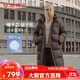 坦博爾【爆款】高充絨量連帽羽絨服女中長(cháng)款加厚保暖冬天外套TBF530780J 巧克力 M (165)