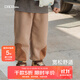 papa爬爬秋冬褲子新款男女寶寶可愛(ài)表情拉絨褲兒童可愛(ài)外出加絨長(cháng)褲 卡其色 73cm