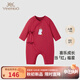 英氏【商場(chǎng)同款】拜年服嬰幼兒連體衣男女寶寶爬服寶寶滿(mǎn)月衣服 新年紅【和哈款】 59cm
