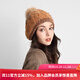 卡蒙（Kenmont）狐貍毛球手工編織羊毛毛線(xiàn)帽護額抑菌女運動(dòng)護耳保暖針織帽9487 焦糖色 均碼（58cm）