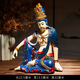 蒲戀水月觀(guān)音擺件中式水月自在觀(guān)音菩薩擺件佛像雕塑禪意風(fēng)高端茶室玄 小號-藍色自在