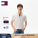 TOMMY JEANS【潮流鑲邊】25夏季男裝純棉珠地網(wǎng)眼商務(wù)翻領(lǐng)短袖T恤POLO 白色YBL L