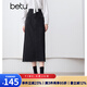 百圖betu女裝秋季新款半身裙新復(fù)古回潮高腰牛仔裙裙子女2409T76 黑色 L