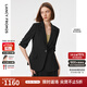 朗姿設計感時(shí)尚氣質(zhì)西裝女時(shí)髦洋氣新款修身職業(yè)西服外套 夜幕黑色 M
