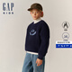 Gap【大小童同款】男女童仿羊羔絨加厚衛衣上衣646064 海軍藍 160 cm (14-15歲) 亞洲尺碼