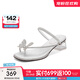 百麗（Belle）小福蝶夾腳人字拖女商場(chǎng)款水鉆拖鞋A9K1DBL4 銀白色-粗跟款 37 (235mm)