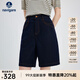 Navigare意大利小帆船牛仔短褲25夏季新款百搭時(shí)尚五分褲高腰通勤百搭中褲 海軍藍 L