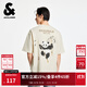 杰克·瓊斯（JACK&JONES）男裝25年棉質(zhì)涼感短袖T恤男士夏季潮流寬松卡通熊貓印花半袖t恤 A08云米色 寬松版，卡碼拍小 M 175