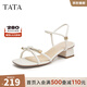 他她（TATA）一字帶高跟涼鞋女時(shí)尚通勤法式粗跟涼鞋2024秋新7ZO06BL4 米色 37