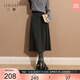 三彩2025冬季新款簡(jiǎn)約收腰褶裥半身裙A字裙大擺中長(cháng)裙氣質(zhì)S