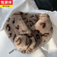 恒源祥兔皮草圍巾秋冬新款全皮革雷克斯k型多功能加厚保暖皮草圍巾 咖色豹紋