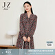 玖姿（JUZUI）南法假日碎花連衣裙女裝春款小個子設(shè)計感雪紡裙子 花咖啡 XL