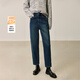 LILY2025冬新款女裝復古窄版修身氣質(zhì)通勤九分褲小腳直筒褲牛仔褲 419牛仔藍 L