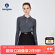 Navigare意大利小帆船女士全羊毛針織衫翻領(lǐng)修身毛衣2334023504 灰 XL 