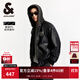 杰克·瓊斯（JACK&JONES）25年男裝秋冬潮流美式街頭風(fēng)重磅PU連帽棉服男仿皮衣短款棉衣外套 黑色E40 預售11月11日發(fā)貨 L 180