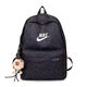 NBA CARES-NIKE新潮牌大容量學(xué)生飛人書(shū)包滿(mǎn)天星雙肩包初中男女學(xué)生背包 N字母星星黑色耐克 單包一個(gè)