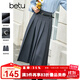 百圖betu女裝秋季新款半身裙簡約顯瘦百褶裙高腰半身裙女2308T60 深灰 M