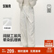 森馬（Semir）商場(chǎng)同款|休閑褲女冬季拼接寬松加絨長(cháng)褲2025闊腿褲101725127001A