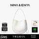 NINA&ENYA妮娜恩雅女包[教師節禮物]雪莉包中號小眾高級感輕奢真皮包 奶昔白(單肩斜挎女包)