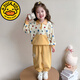 G.duck小黃鴨童裝女童圓點(diǎn)套裝秋裝兒童洋氣衛衣兩件套寶寶春秋款衣服 黃色 140 cm