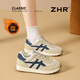 ZHR復古德訓鞋女冬季加絨保暖休閑女鞋百搭運動(dòng)鞋女 AK199A灰藍 39