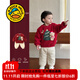 G.DUCKKIDS小黃鴨童裝女童套裝秋冬季兒童棉服棉褲女寶寶圣誕節加絨夾棉冬裝 上衣+褲子 90 尺碼建議1~2歲cm