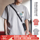 馬登工裝 美式休閑刺繡徽章短袖t恤設計感純棉圓領(lǐng)五分袖Tee男夏季 花灰 XL